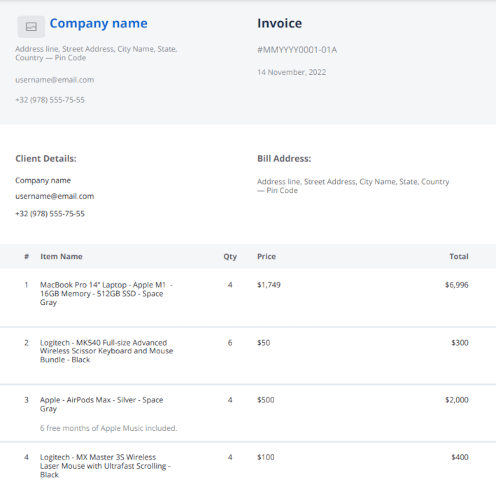 See Example Documents - PDF Generator API