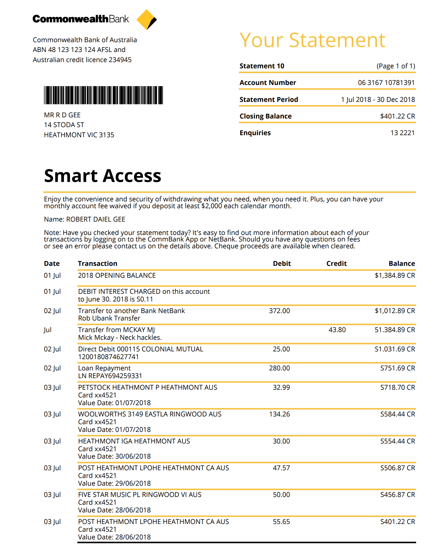 Transaction History
