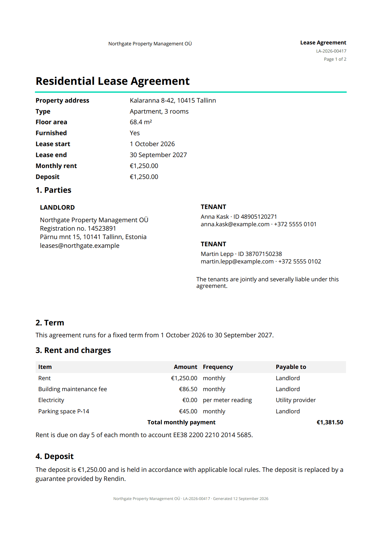 Residential Lease Agreement